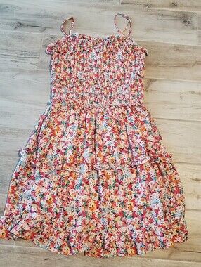 Jessica Simpson • Spaghetti Strap Floral Smocked Ruffle Dress - Size XS
